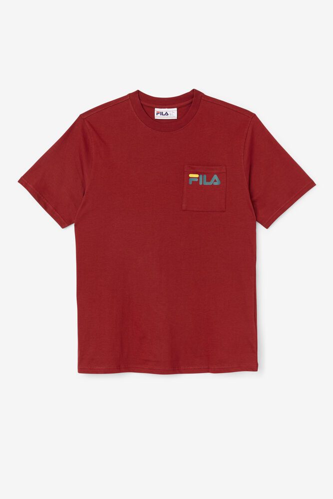 Fila Curtis Pocket Red T-Shirt Mens - NZ 96754-DCNL